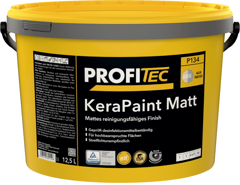 Gebinde P134 KeraPaint Matt | Mattes reinigungsfähiges Finish