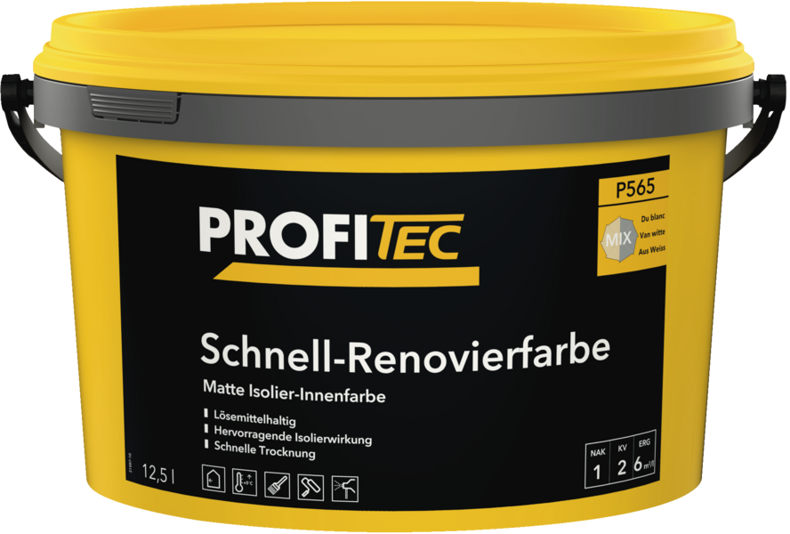 Gebinde P565 Schnell-Renovierfarbe | Matte Isolier-Innenfarbe