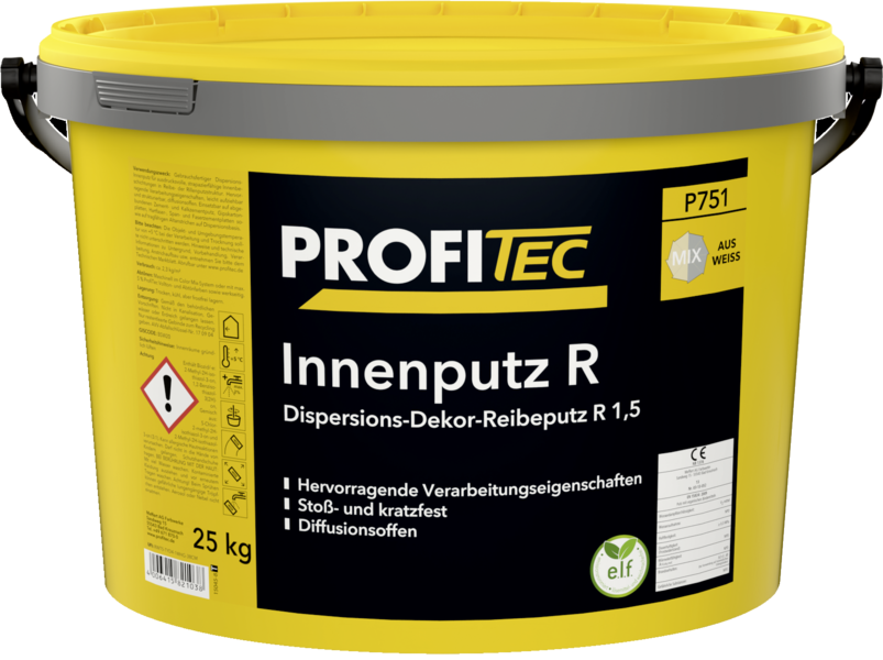 Gebinde P751 Innenputz R | Dispersions-Dekor-Reibeputz gemäß DIN EN 15824