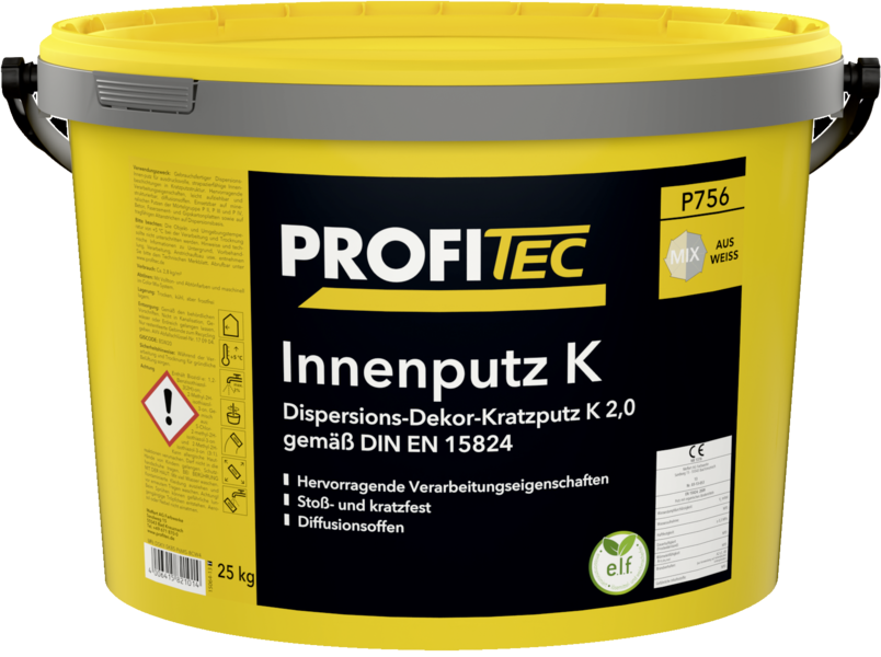 Gebinde P756 Innenputz K | Dispersions-Dekor-Kratzputz gemäß DIN EN 15824